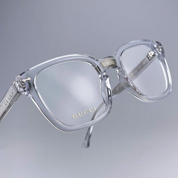 Gucci GG0184O 012 BRAND NEW Eyeglasses Crystal Clear Silver Square Unisex - Picture 12 of 12